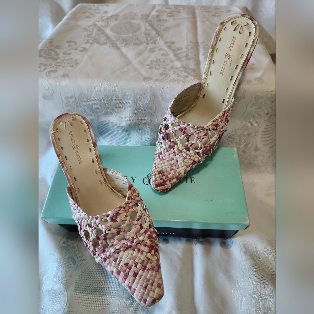 Elegant Woven Mules in Pink by Kelly & Katie